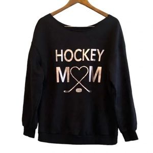 George Hockey Mom Comfy Soft Long Sleeve Pullover Sweatshirt Sweater Top Black